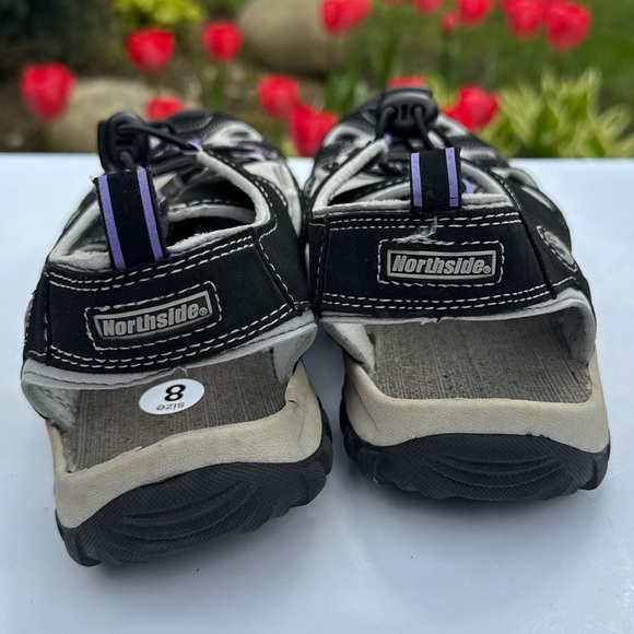 NORTHSIDE WOMEN'S SPORT Sandals Sz.8 BURKE II  BLACK / LILAC - Picture 3 of 6